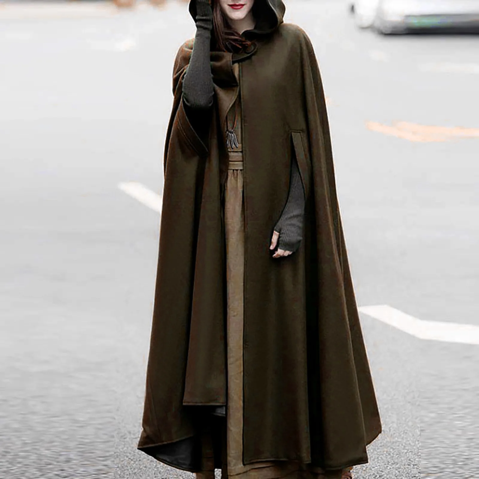 Adult Halloween Cloak Cape Hooded Medieval Costume Hooded Coat Shawl Long Cape