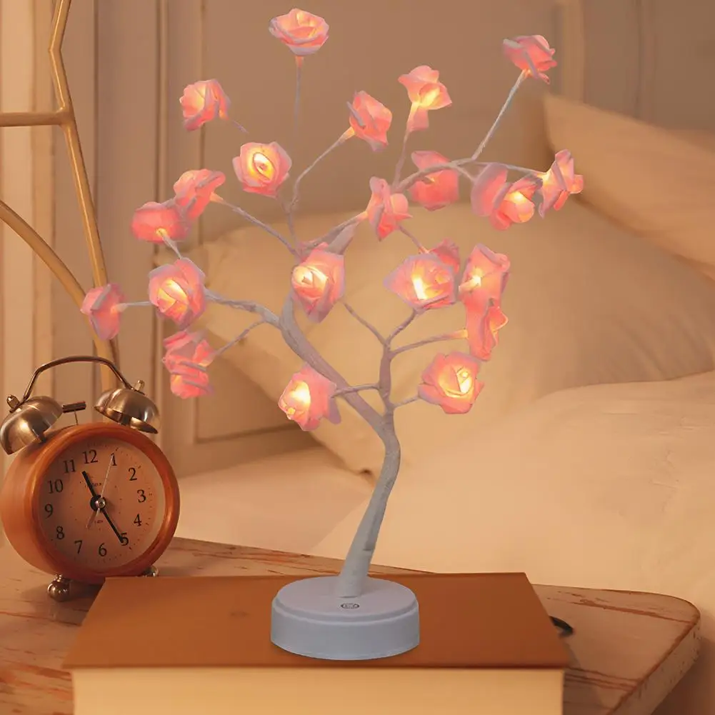 Led Artificial Rose Night Light Valentine Day Tabletop Bonsai Tree Lights For Home Wedding Bedroom Tabletop Decoration