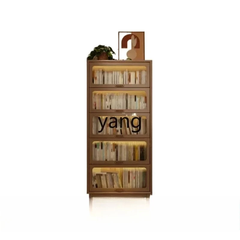 LH, dust-proof bookcase glass door solid wood bookshelf shelf with door floor-to-ceiling cabinet