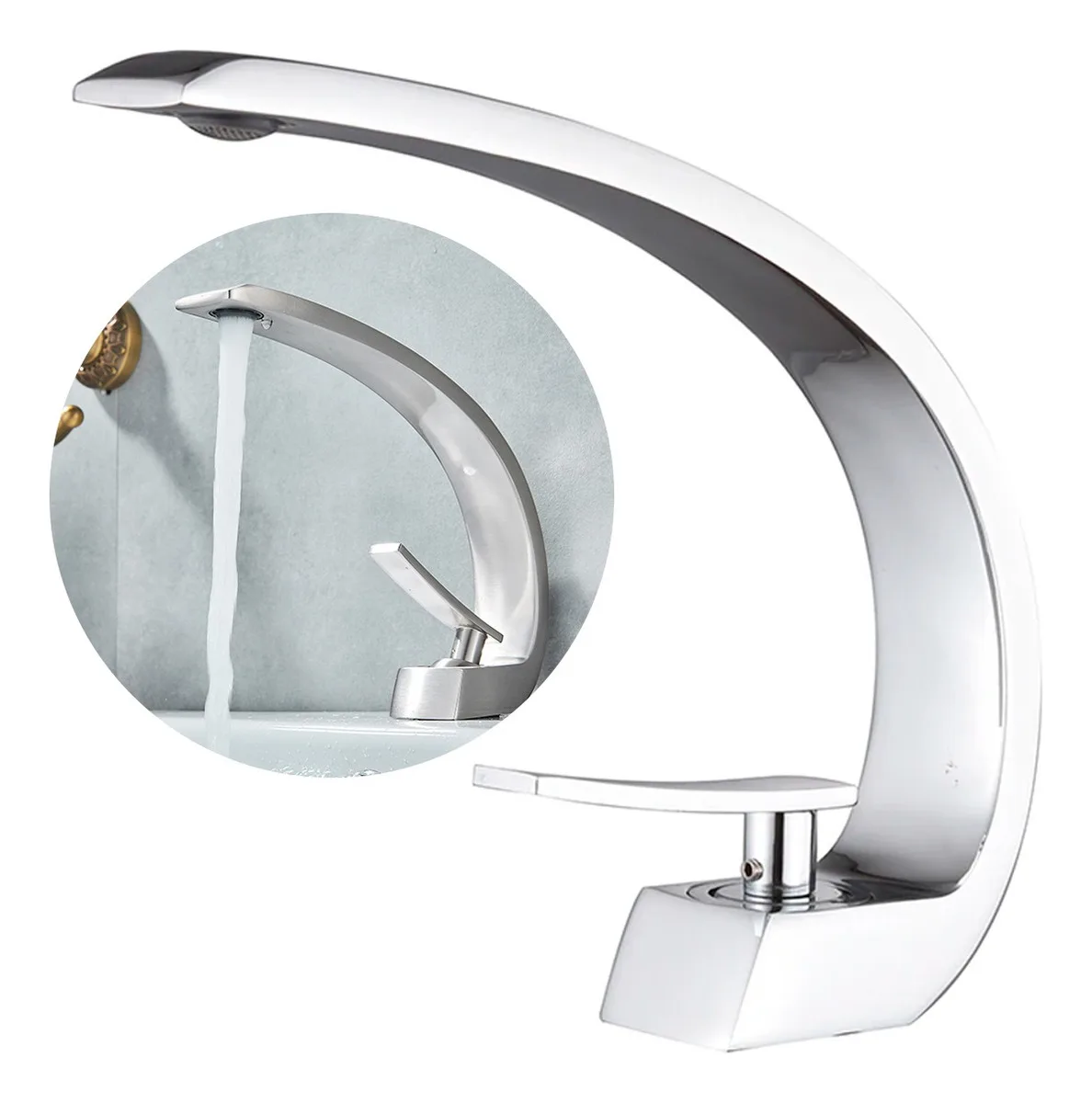 Bathroom Faucet Cascade Mixer Monocommand Stainless Steel Luxury Brinovar