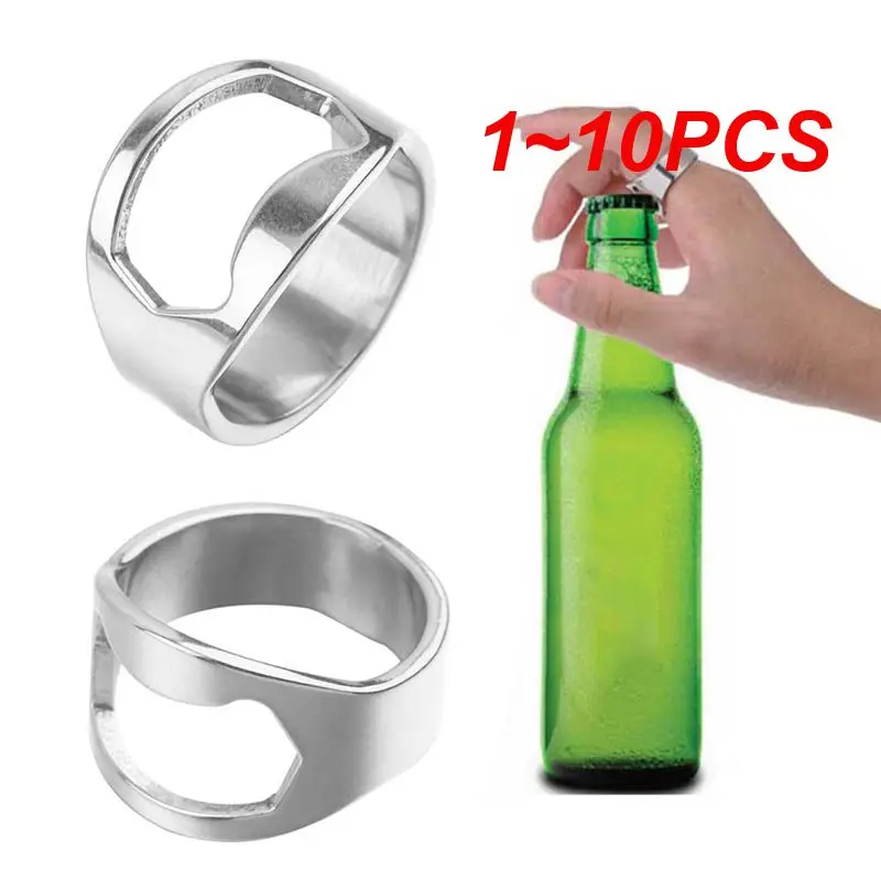 1~10PCS Creative Bottle Opener Ring Corkscrew Stainless Steel Finger Ring Beer Can Openers Gadgets Cool Bar Kitchen Accessories