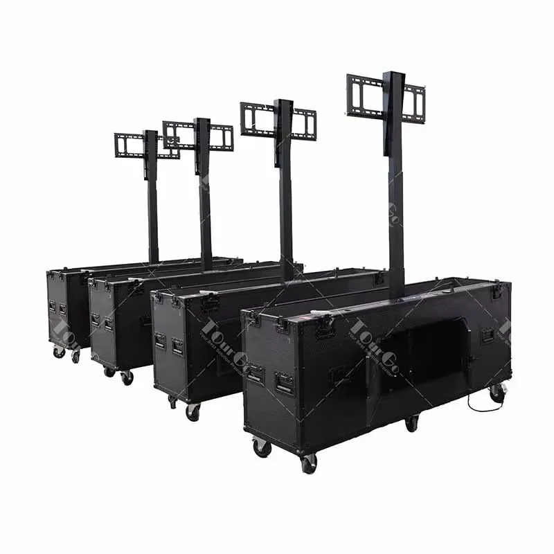 Black Automatic Motorised Electrical Lifting Storage Case for 75inch TV Plasma Flight Hard Case