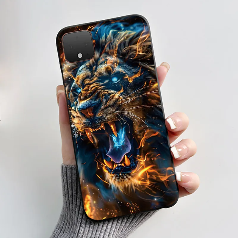 لهاتف Google Pixel 4 XL حافظة سوداء من السيليكون الناعم بتصميم أنيق على شكل جرو كرتوني، غلاف قطة على شكل أرنب أبيض منفوش #6