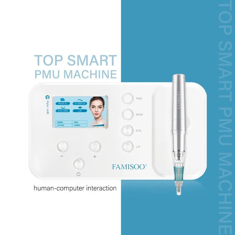 

Professional PMU Permanent Makeup Tattoo Machine Kit with Panel Tattoo Needles Cartridge For Eyebrow Lip Microblading Machine