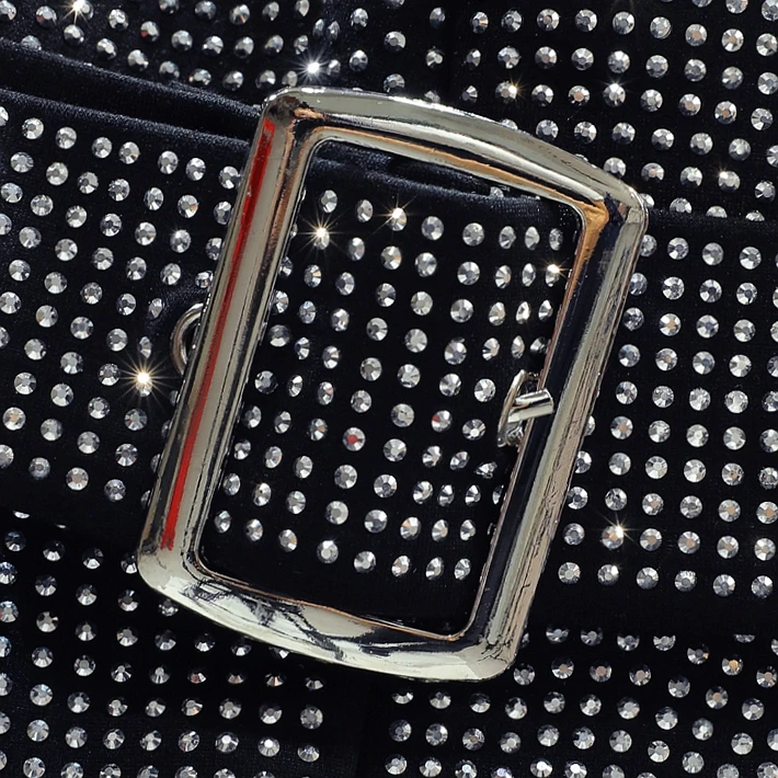 Faldas elegantes de cintura alta para mujer, faldas con incrustaciones de diamantes adelgazantes, estilo coreano, Falda corta negra a la cadera con