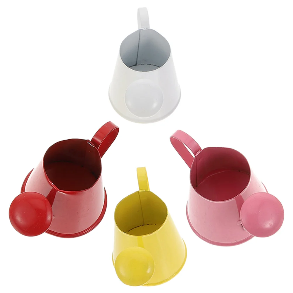 4 pezzi mini annaffiatoio in ferro sussidi didattici arredamento da giardino per bambini uso esterno irrigatore per piante giocattoli casa di scena