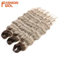 Anna-extensiones de cabello trenzado con ondas de agua para mujer, pelo sintético de 24 pulgadas, Rubio degradado, ondulado profundo, Afro, rizado, pelo de ganchillo