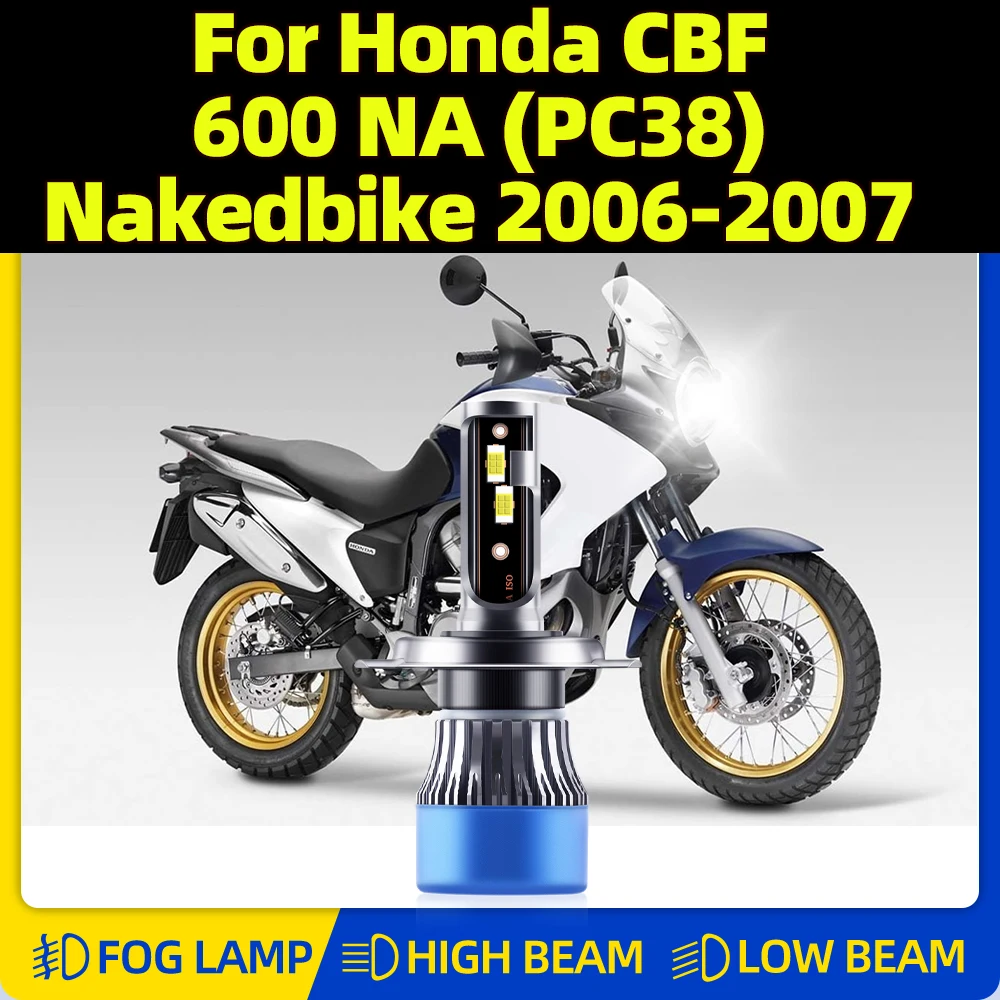 60W H4 Motorcycle Front Lamp Bulb 10000LM High Low Beam Moto Headlights 12V For Honda CBF 600 NA (PC38) Nakedbike 2006 2007