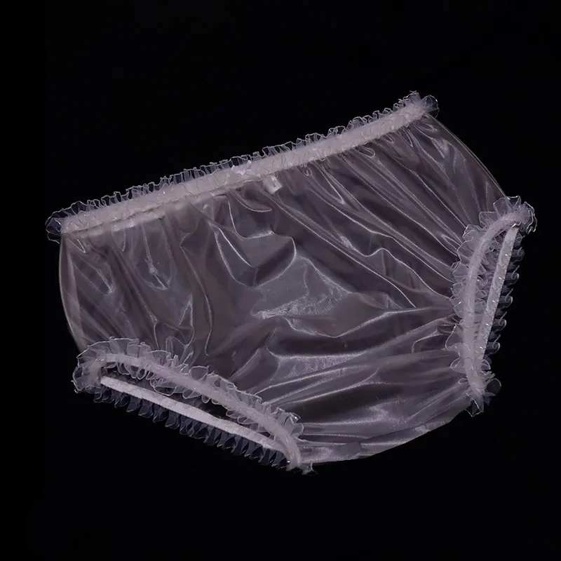 

ABDL Lace High Waist Plastic Briefs Transparent Loose Soft Fetish PVC Pants Waterproof Adult Diapers Panty Couple Erotic Panties