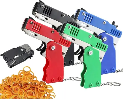 1 pz portachiavi pistola 60 elastici elastico pistola da tiro pistola in lega per bambini festa all'aperto pistola in metallo regalo fidanzato regalo divertente