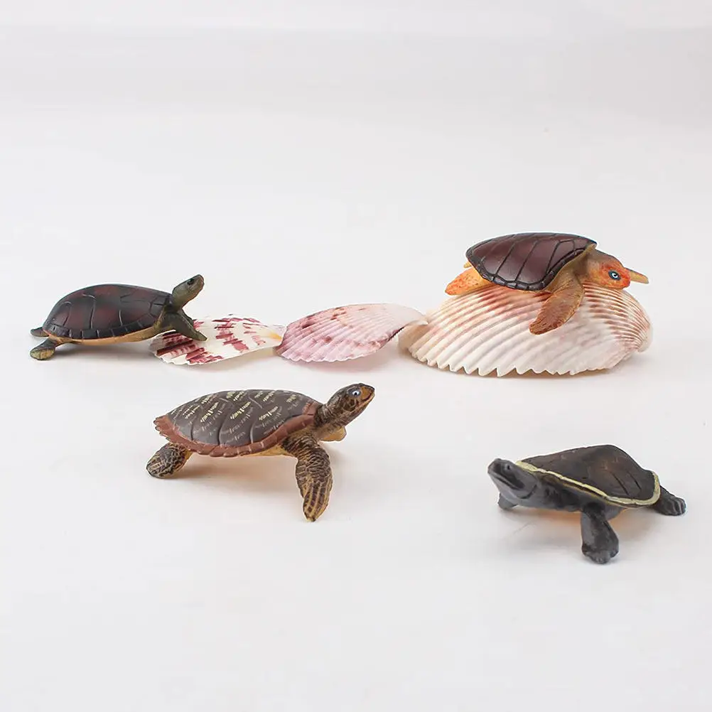 

4Pcs Realistic Turtle Ornament Lifelike Plastic Tortoise Decor for Desktop Shelf Garden Pool Home Office Natural Tranquil