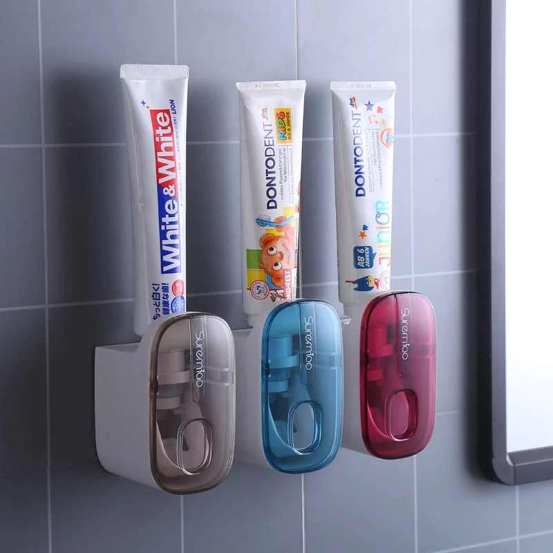 Automatic Toothpaste Dispenser Bathroom Accessories Wall Mount Lazy Toothpaste Squeezer Toothbrush Holder