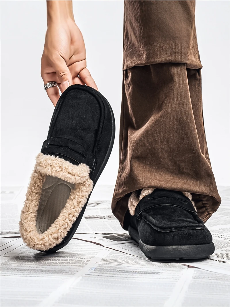 Men's Winter Thickened Fleece Lined Fur Integrated Casual Retro All-match Snow Boots Northeast Cold Resistance Warm Birkenshoes
