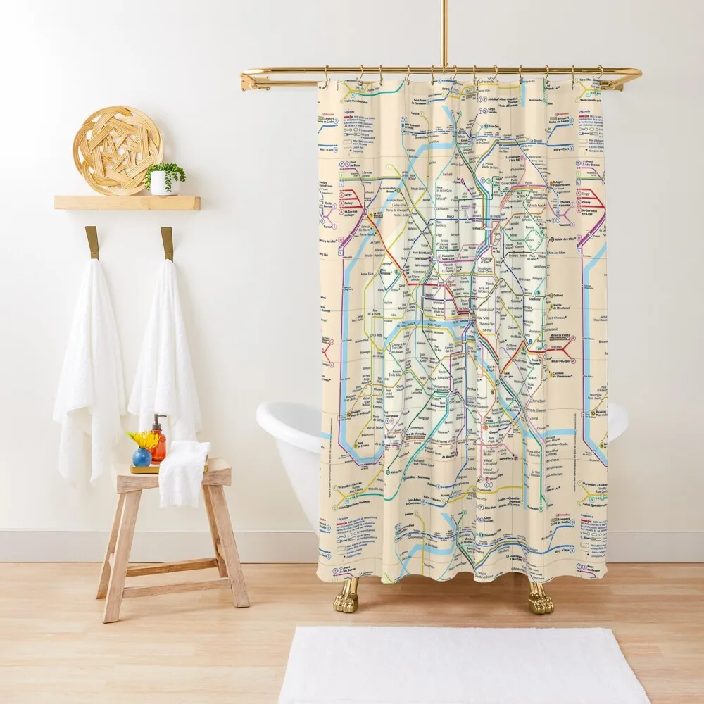 Paris City Metro Map, France Shower Curtain Bathtub Curtain Bathroom And Shower Products Luxury Bathroom Curtain