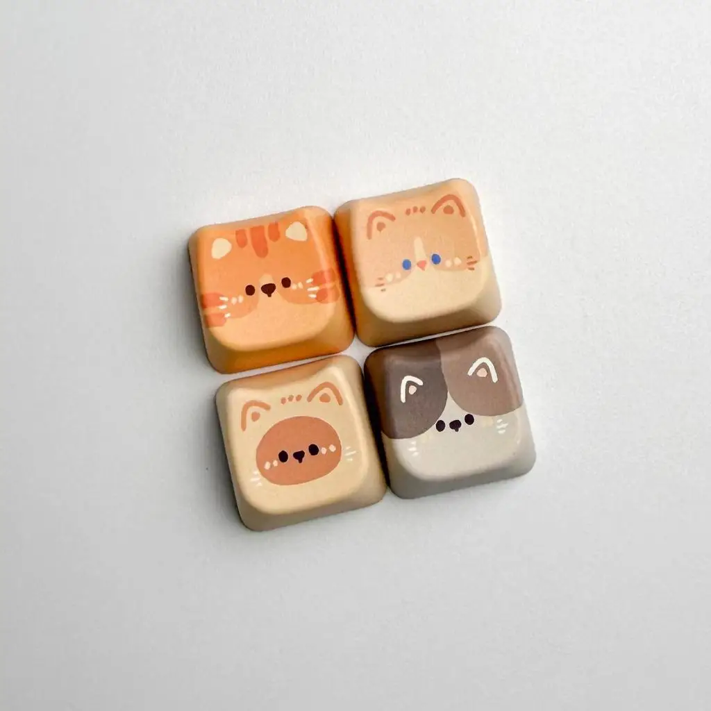 4pcs/set Keycaps Hand-made Resin Keycap Mechanical Keyboard Keycaps Cute Cat Customized Gaming Accessories Decoration Gifts