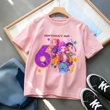 Girls Birthday Number Graphic T-Shirt 4 Birthday Girl Number Graphic Tee - Little Star Celebration Top, Dreamy Party Outfit for Girls 4