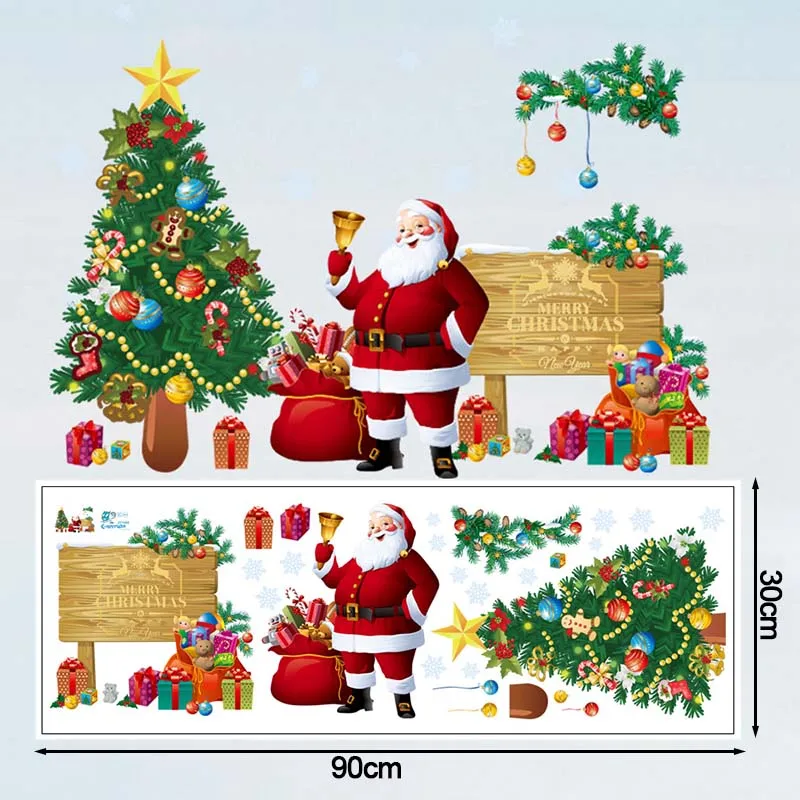 Christmas Tree Wall Stickers Glass Decal Xmas Tree Snowflake Window Sticker Christmas Decoration For Home Wall Ornaments Navidad