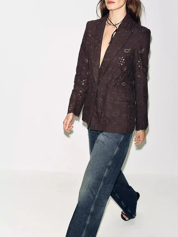 Spring 2026 Women's Long Sleeve Straight Leg Suit Jacket Elegant Tailored Outerwear Stylish Trendy Female Fashion Coat