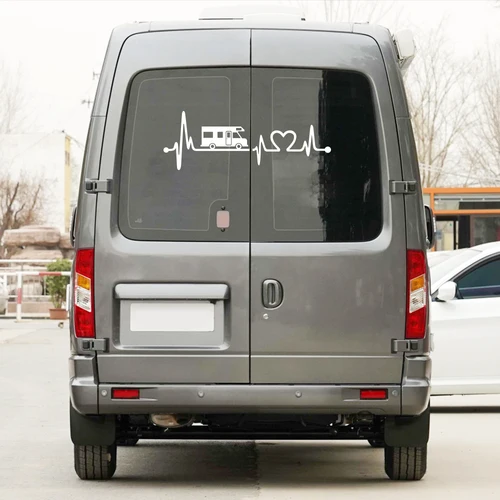 Imagen 2 del producto Pegatinas de vinilo de rayas para autocaravana, caja de caballos, caravana, RV, accesorios para coche, calcomanías gráficas de decoración de electrocardiograma