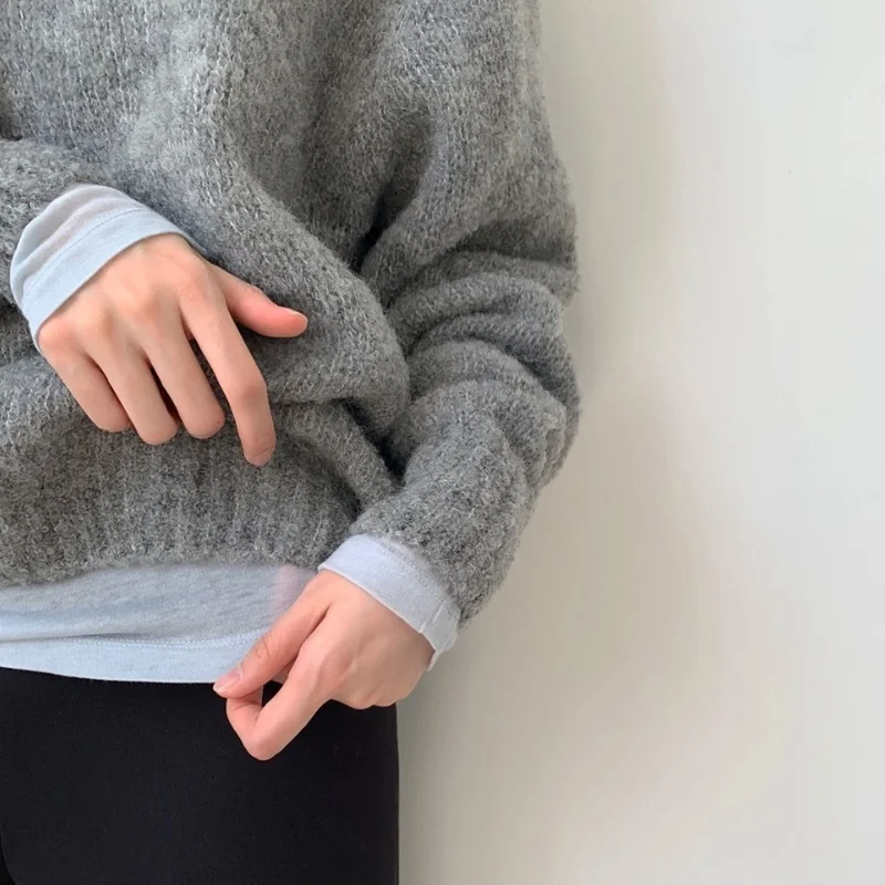 Ay Vintage femmes pull automne hiver vêtements d'extérieur Thi chaud ample paresseux Sle japonais rond Ne aérien tricoté irt