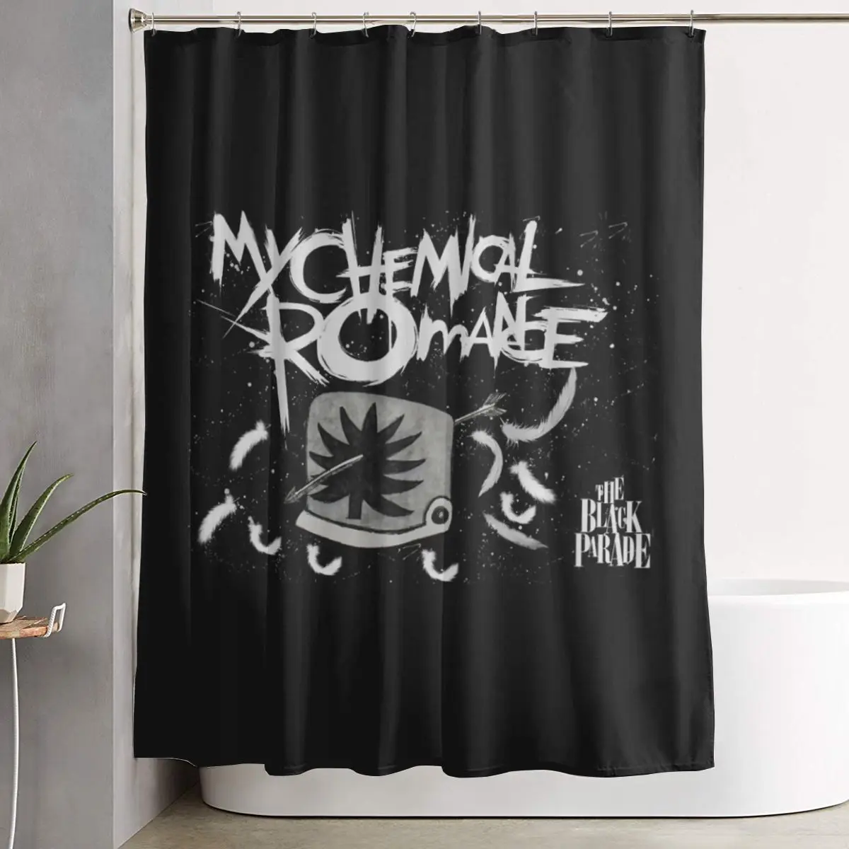 

Mcr Band Punk Rock My Chemical Romance Shower Curtain Bathroom Polyester Waterproof Bath Curtains with Hooks