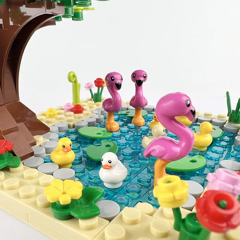 Building Blocks animal flying birds eagle seagull flamingo vulture sparrow parrot parakeet hawk jungle wildlife doll model 5pcs