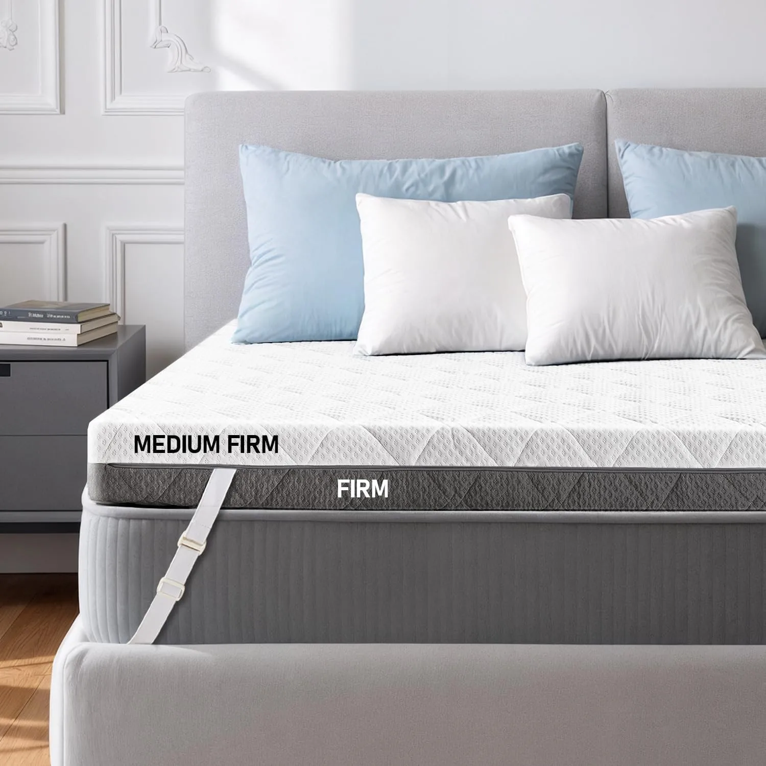 Firm Mattress Topper King 3-Inch: Dual Fimness Firm & Medium Firm for Back Pain