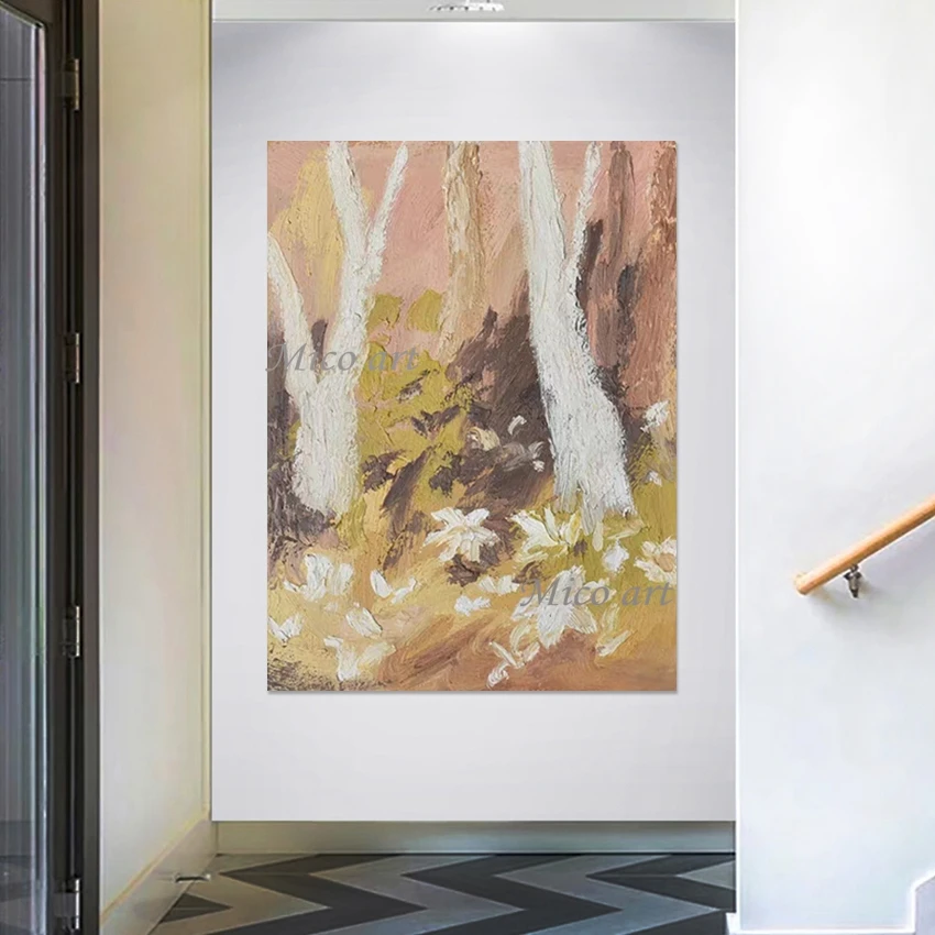 

Simple Plant Landscape Art Wall Frameless Modern Scenery Oil Paintings, Abstract Acrylic Decoration Canvas Picture Artwork