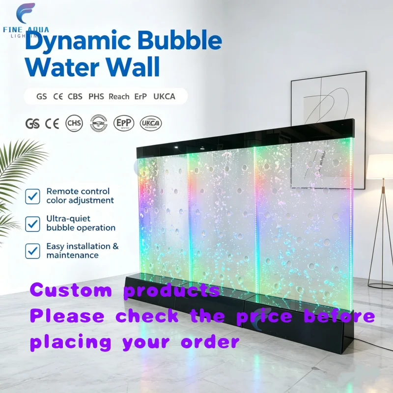 custom.Movable Waterproof LED Acrylic Bubble Wall Room Divider Panel Sea Life Theme Contemporary Floor Standing Multifunct