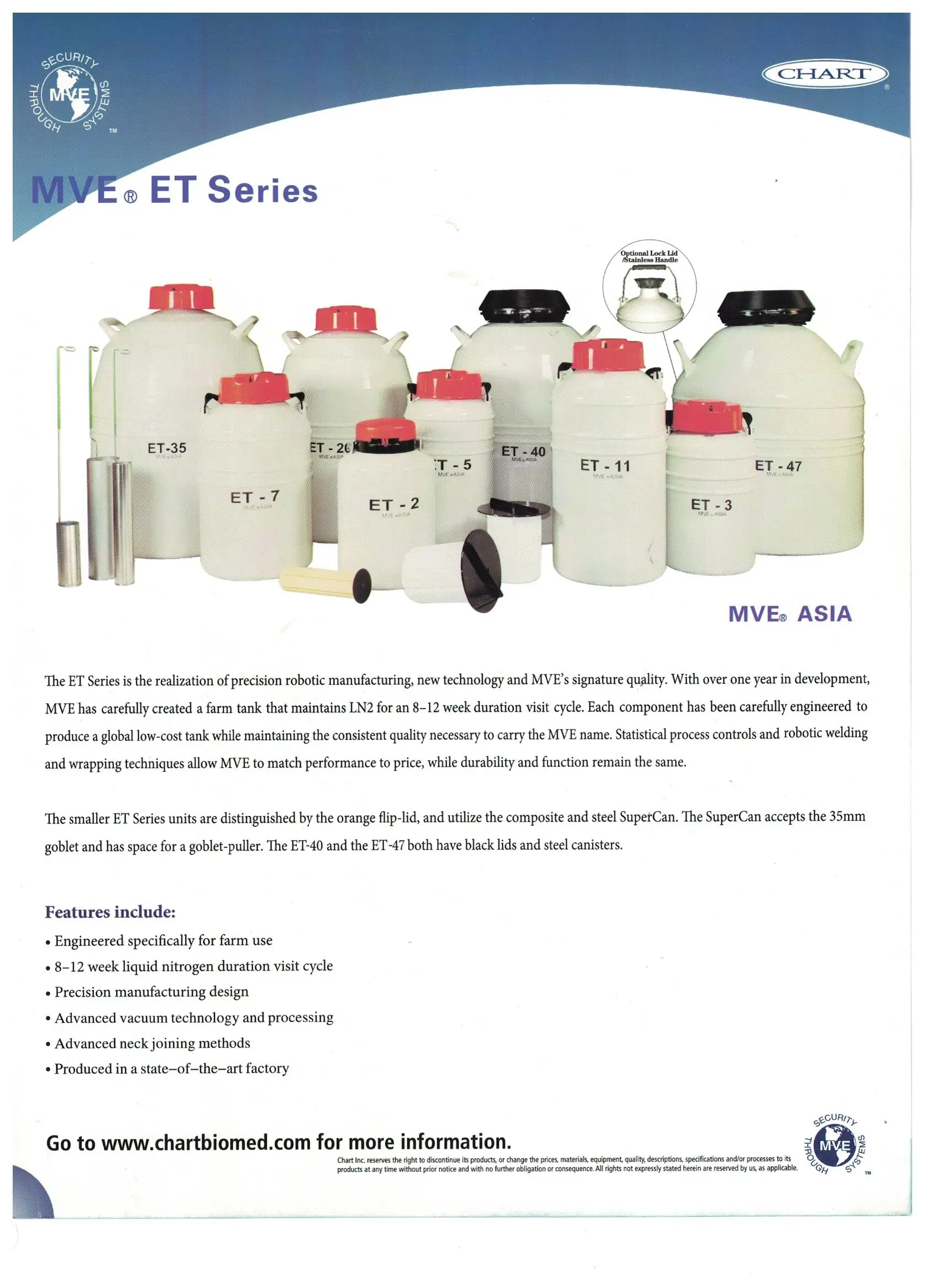 MVE ET-35 35Liters Liquid Nitrogen Dewar/Container/Flask Tank