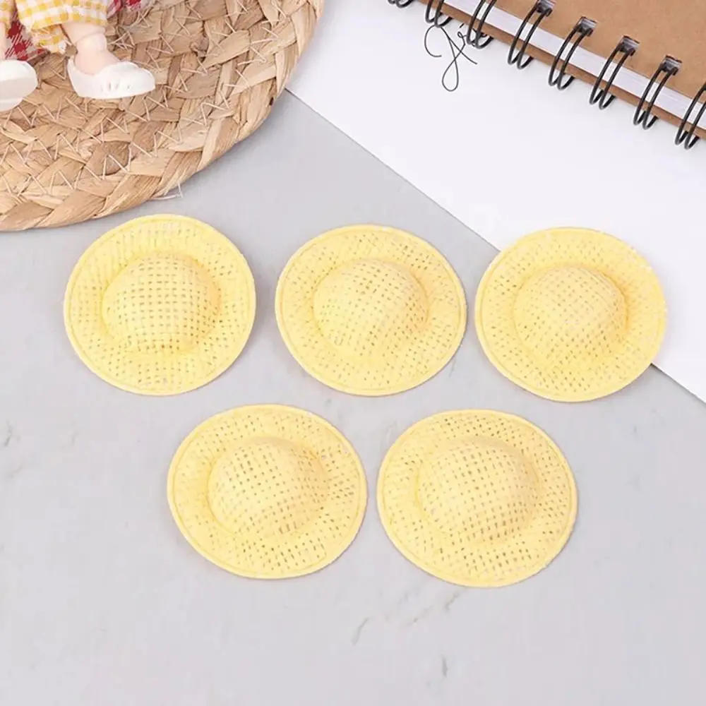 

5PCS Soft Cloth Doll Straw Hat Handmade Decoration Mini Doll Sun Cap Cute 5cm Miniature Straw Hat Toy Children's Toys