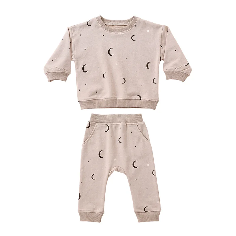 6-36M Newborn Kid Baby Boys Girls Clothes set Long Sleeve Pullover Top Pant suit Cotton Print Outfit Infant 2pcs Sweatshirt set