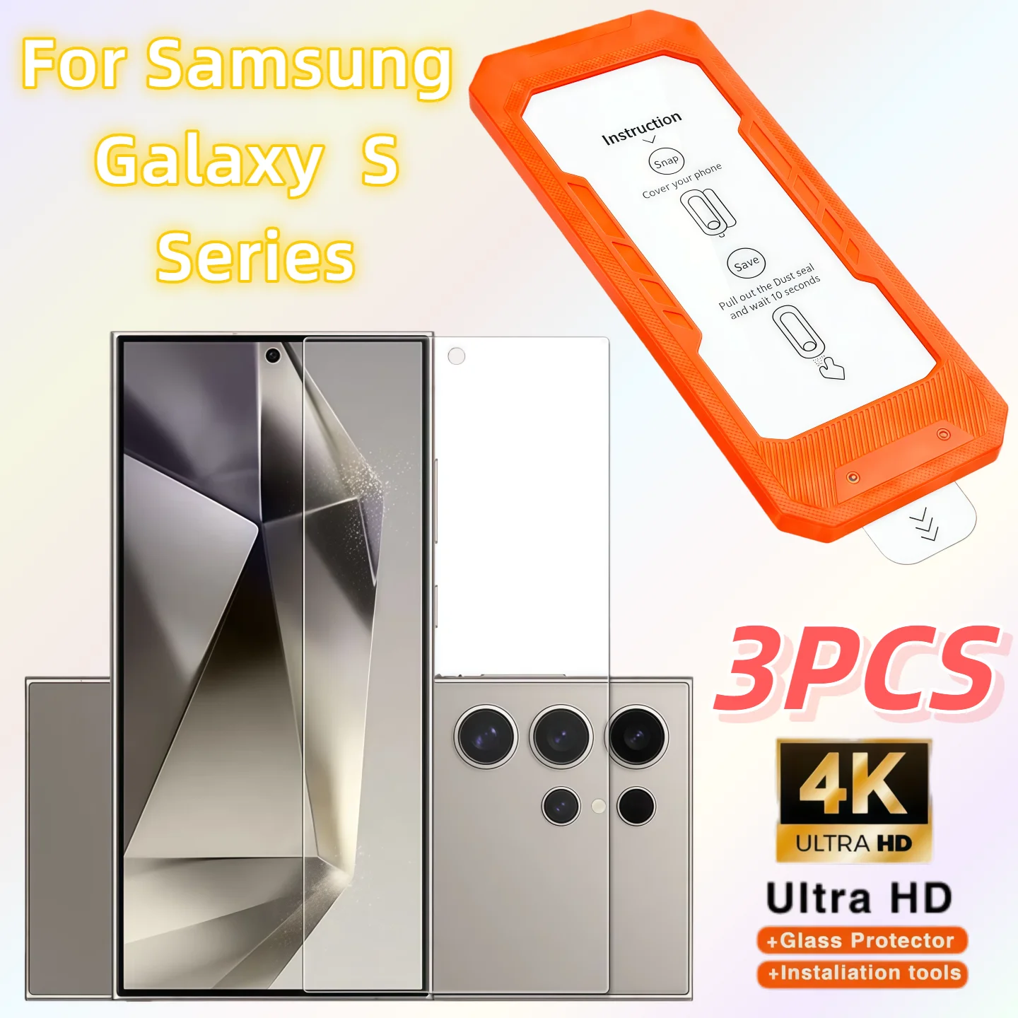 

3PCS Anti-Fingerprint Hardness 9H Tempered Glass Screen Protector for Galaxy S26 S25 S24Ultra plus Edge No Dust Mobile Accessory