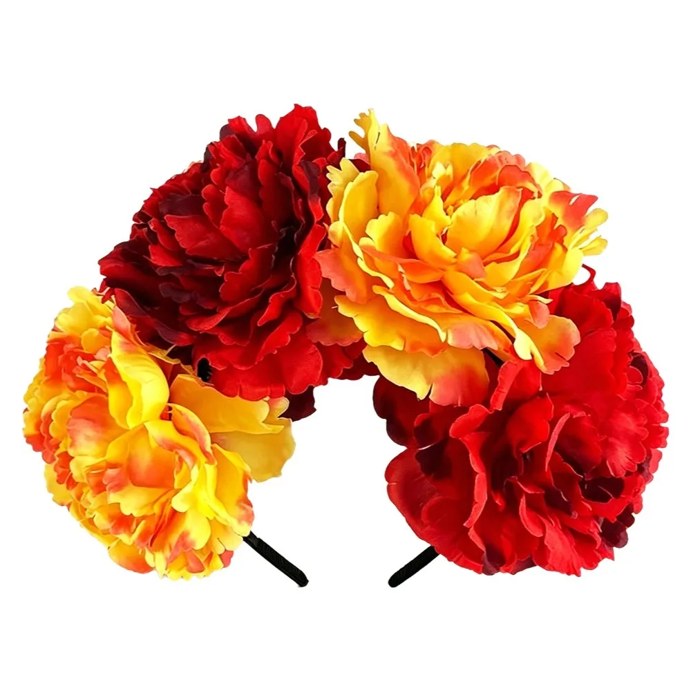 Simulated Flower Floral Garland Headband Rose Headpiece Gorgeous Design Artificial Flower Crown Romantic Style Elegant