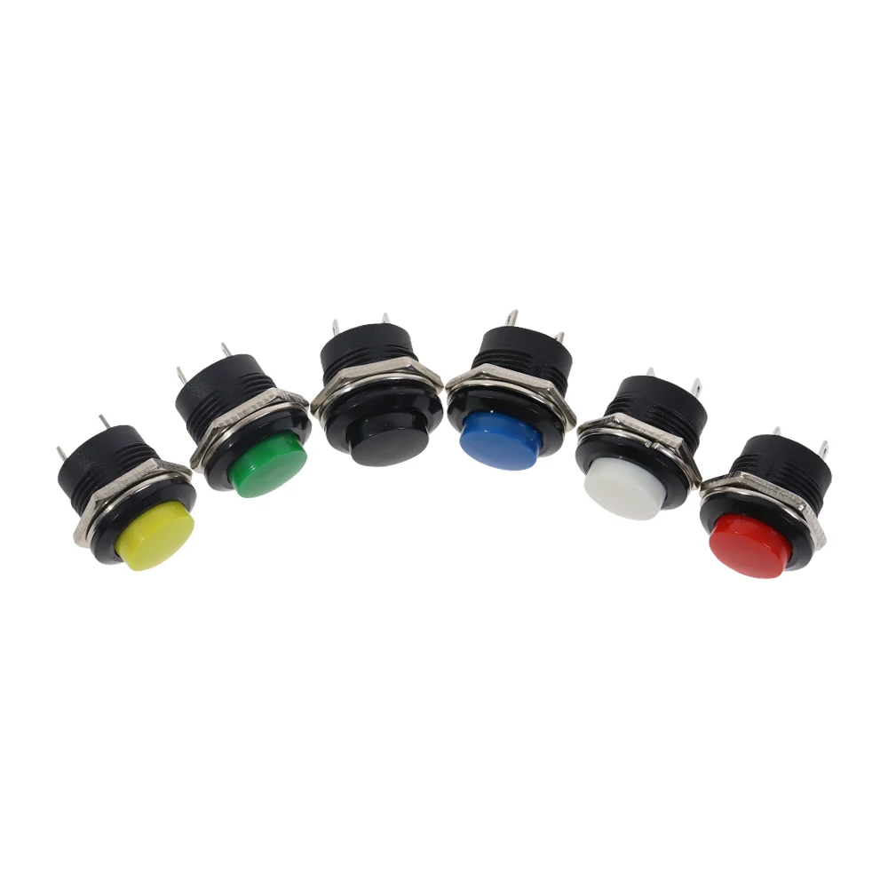 10pcs Momentary Push Button Switch 16mm Momentary Pushbutton Switches 6A/125VAC 3A/250VAC Round Switch