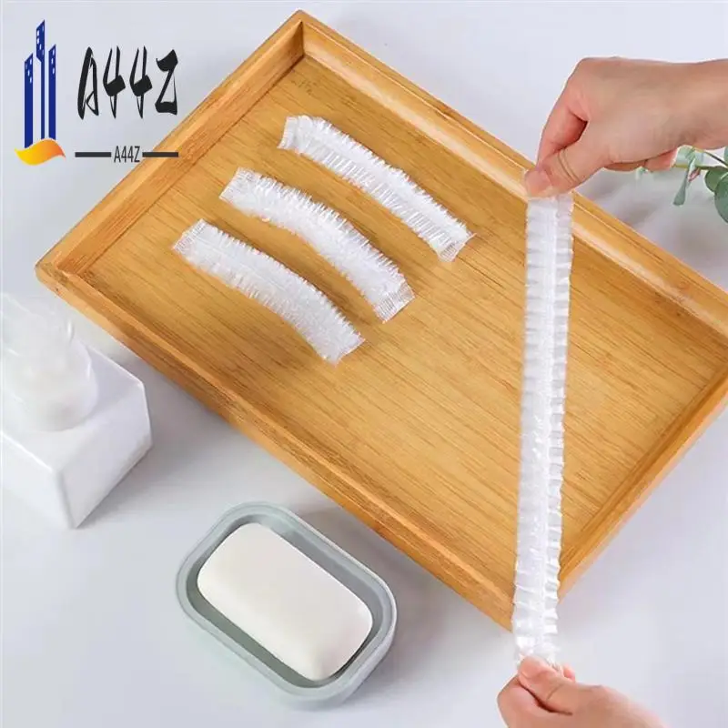 

A44Z-400Pcs Шапочка для душа Эластичный пластиковый чехол для головы Одноразовые бахилы Пластиковые аксессуары для ванной комнаты