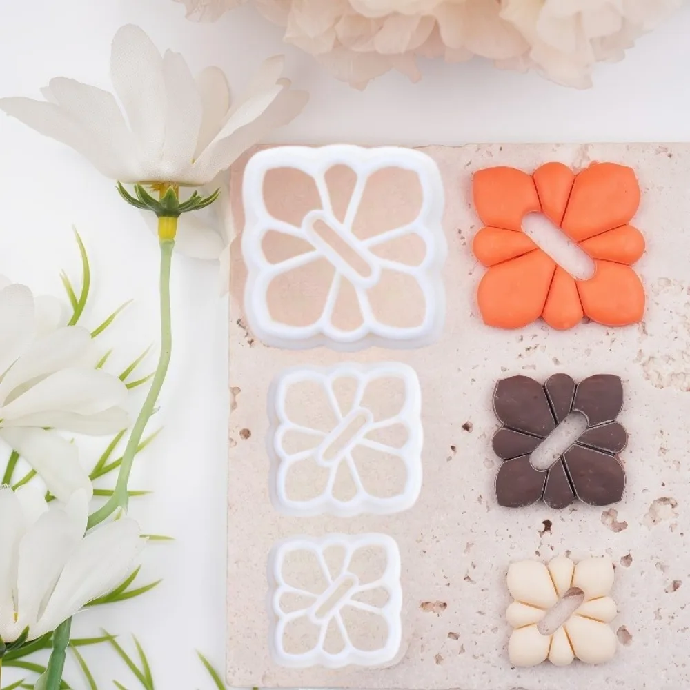 3 Stück Unregelmäßige Geometrische Formen Weicher Polymer-Ton-Ausstecher Blumen-Töpferform Ohrringe Tonform DIY Schmuck Anhänger Handgemachte Werkzeuge