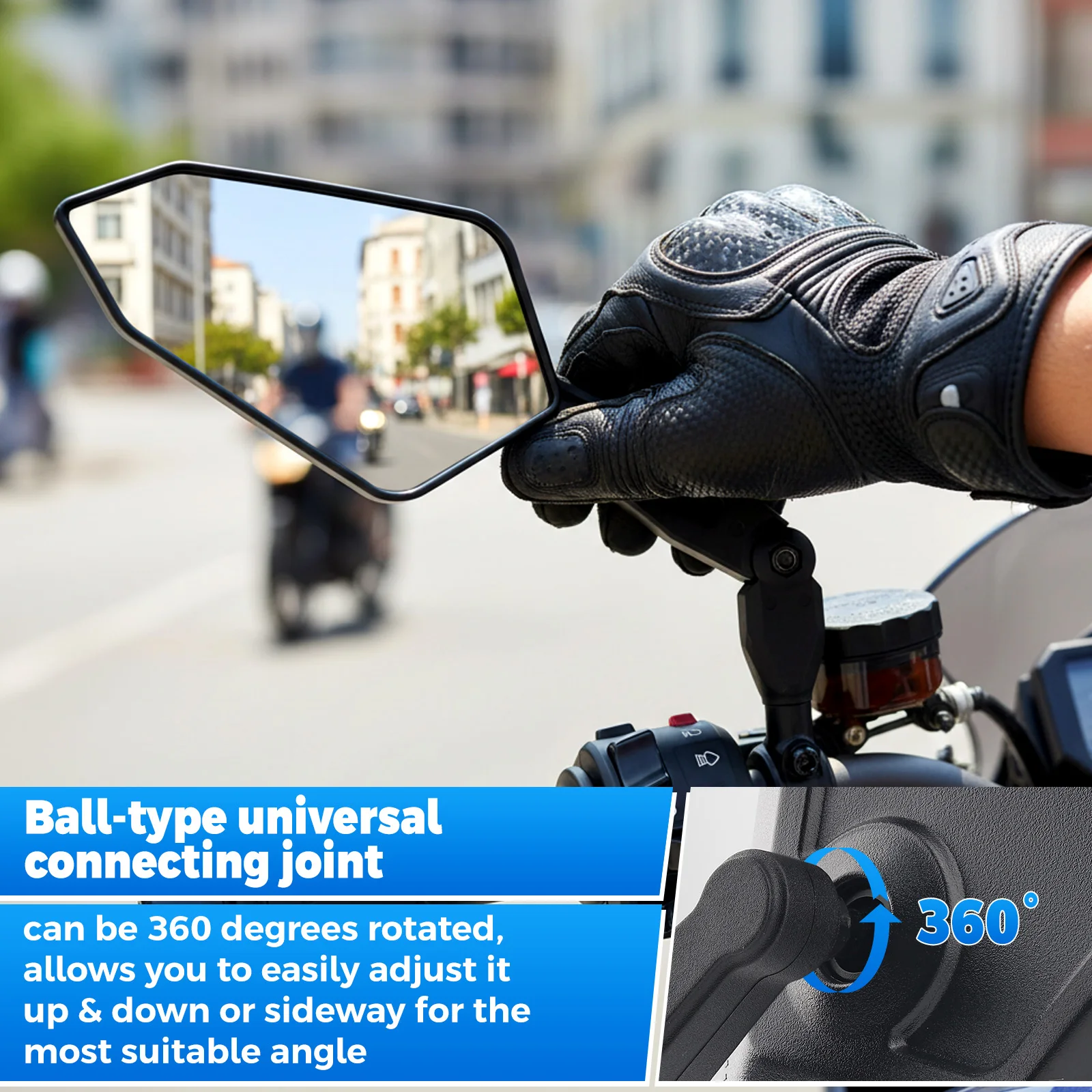 Universial 8mm 10mm Motorcycle Rearview Mirror Scooter E-Bike Rear View Bar End Mirror Electromobile Back Side Folding Mirror
