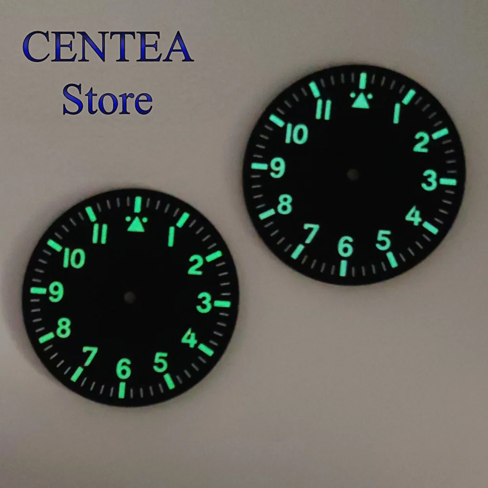 Циферблат RICHUS 35,5 мм, черный, зеленый, светящийся стерильный циферблат, подходит для механизма NH35 NH35A ETA2824 2836 Miyota8205 8215 821A DG2813 3804