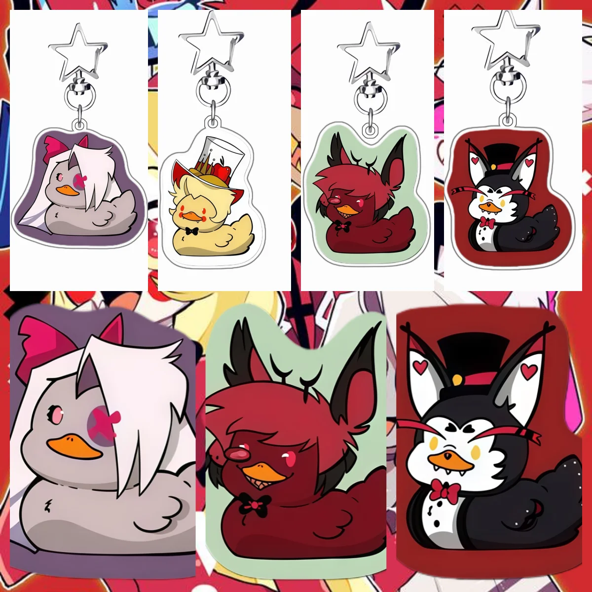 

Anime Acrylic Keychain for Hazbin Hotel Charlie Morningstar Vaggie Alastor Anime Character Collection Peripheral Bag Accessories