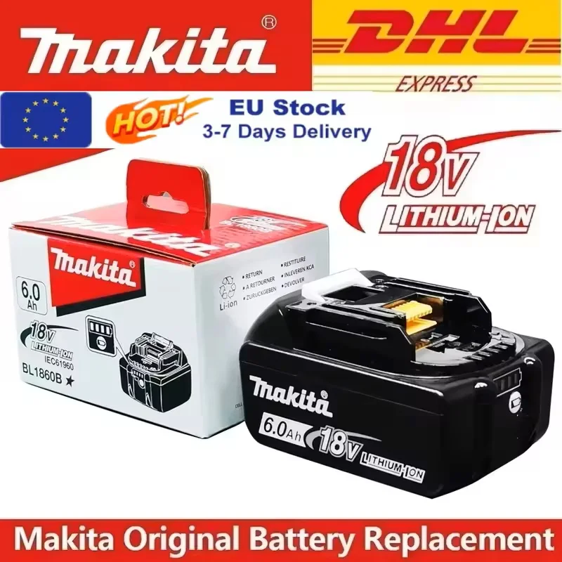 

Original Makita 6Ah for Makita 18V Battery BL1830B BL1850B BL1850 BL1840 BL1860 BL1815 Replacement Lithium Battery