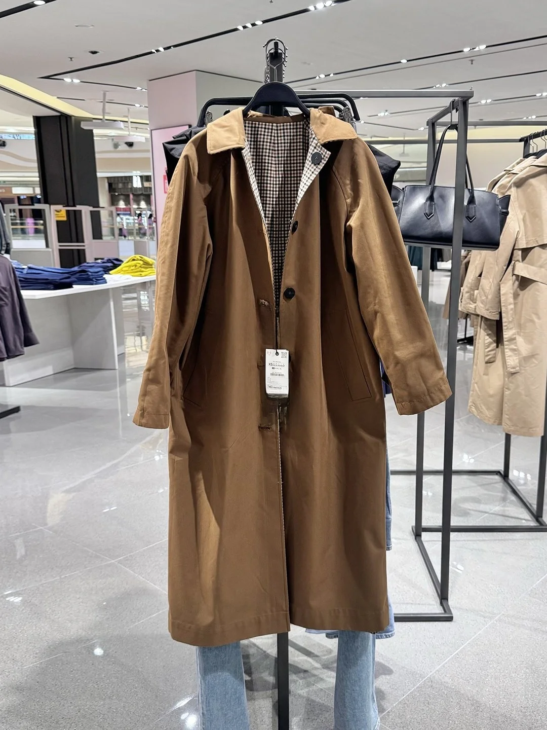 New Autumn Fashion Long Loose Double-Sided Women's Windbreaker Coat  Collar Single Button Closure Commute Style Outerwear