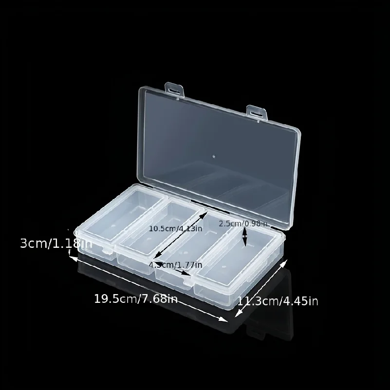 4 Adjustable Dividers Clear Plastic Storage Organizer Box - Craft & Sewing Supplies Container with Removable Compartments