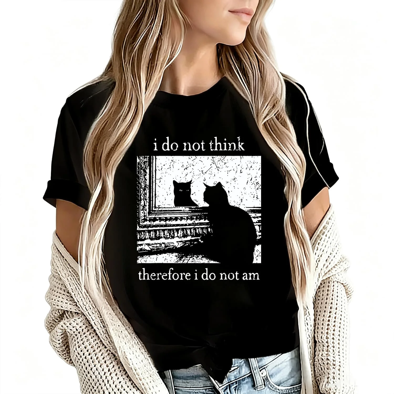 I Don'T Think Therefore I Am Women's T-Shirt 100% Cotton Funny Graphic Short Sleeve Tee Novelty Shirt Casual Crew Neck Top S-5Xl
