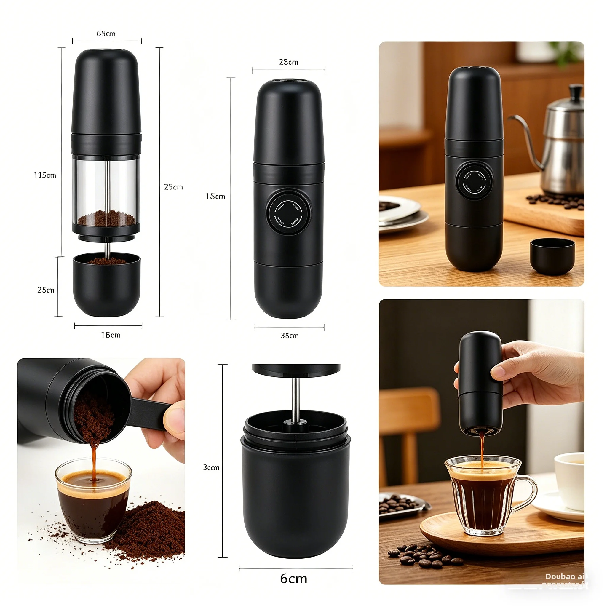 

Portable Handheld Espresso Coffee Maker Manual Hand Press Coffee Machine For Camping Travel Home