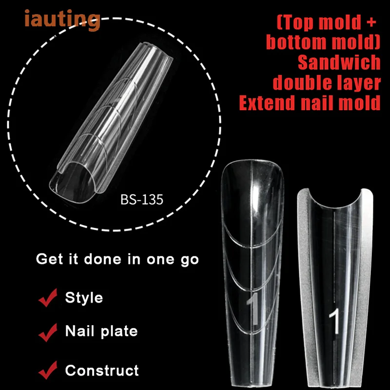 ساندويتش أشكال أظافر مزدوجة 240 قطعة 15 حجم ملحقات-أشكال مزدوجة نعش اللوز أشكال أظافر قالب علوي قالب سفلي