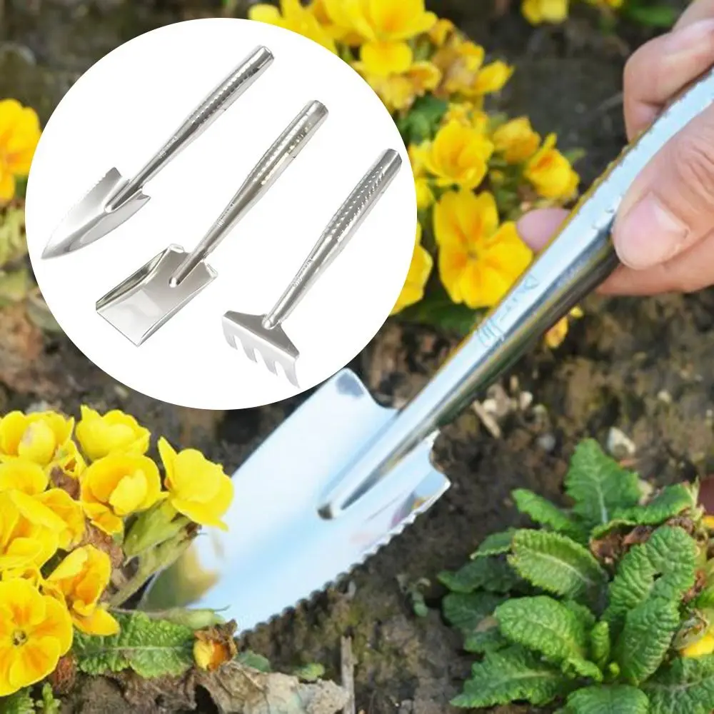 3Pcs Weeding Mini Gardening Tool Set Multifunctional Metal Metal Head Shovel Raise Flowers Rake Garden Shovel