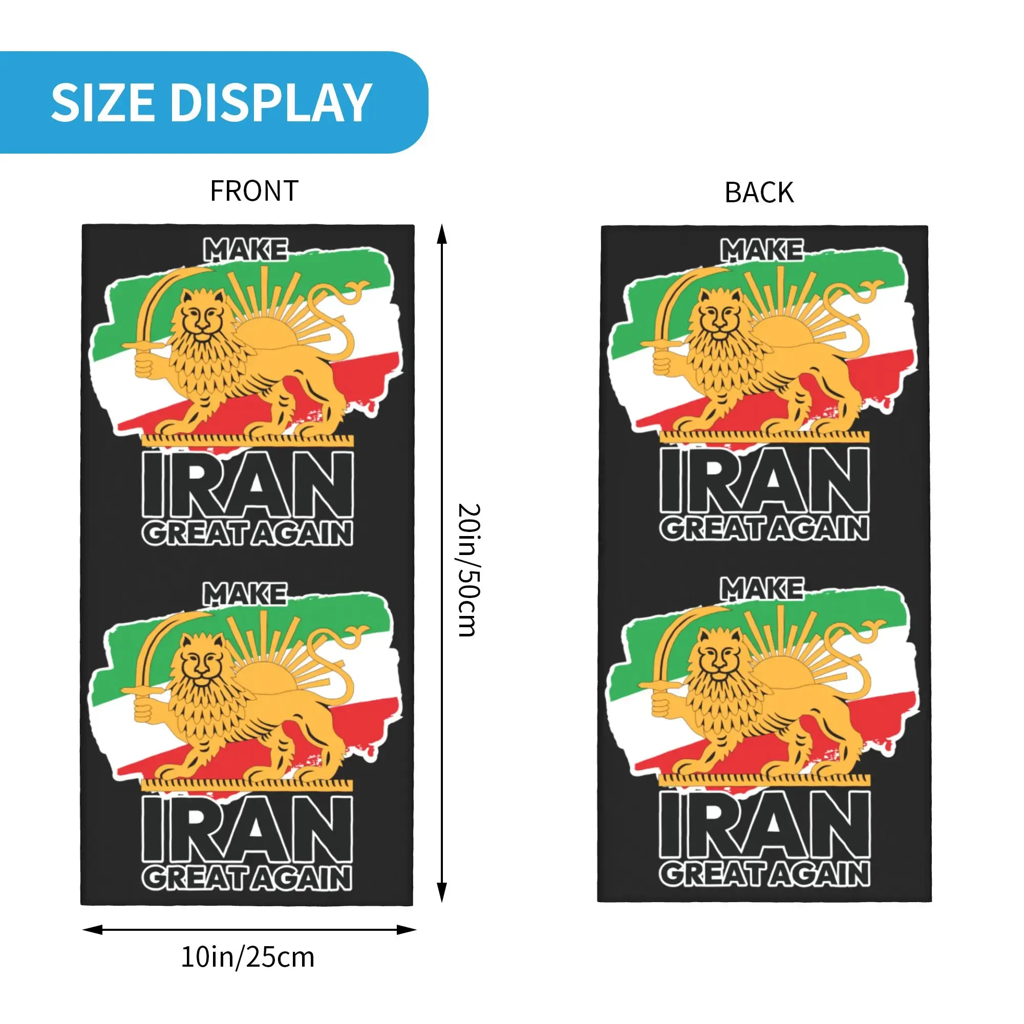 New Make Iran Great Again  Bandana Neck Gaiter UV Protection Face Scarf Cover Men Women Iranian Emblem Lion Headwear Tube Balacl