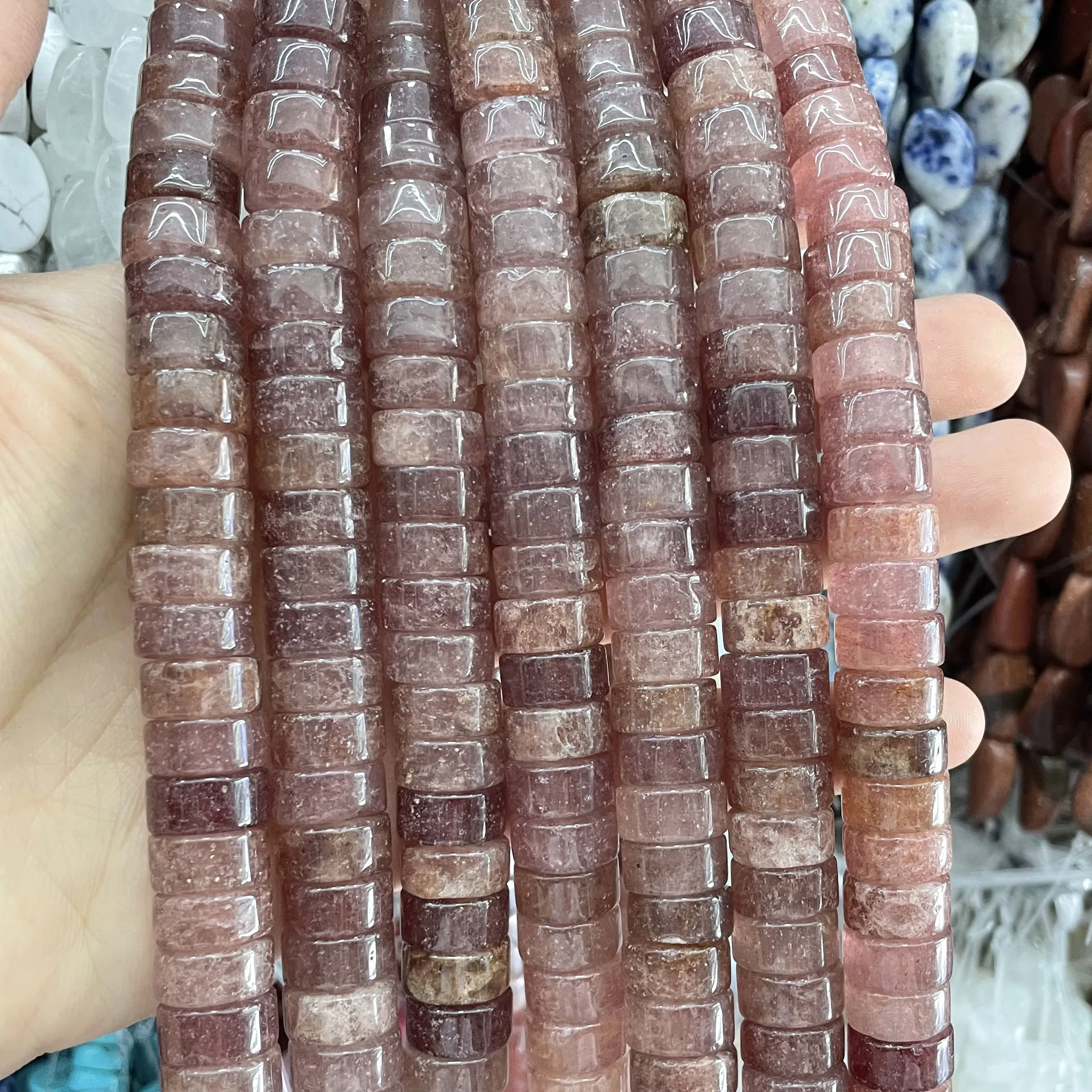 6X12MM Naturstein-Achate, Tigerauge, Quarz, Türkis, lose Spacer-Perlen für die Schmuckherstellung, DIY-Armbänder, Halsketten-Zubehör – Detail 19