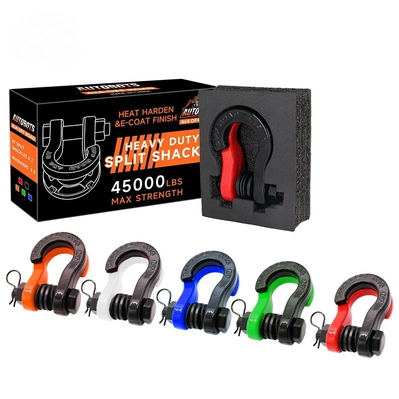 Solid Split Shackle U-shaped Recovery Hook for Off-Road Vehicle Rescue Traction Hook Anti-theft Load 18T Load-bearing 8T